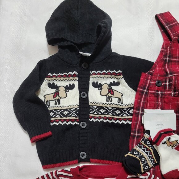 Gymboree Holiday Traditions NWT 3-6 month Overalls & sweater, Used 3-6 Bodysuit - Picture 2 of 6